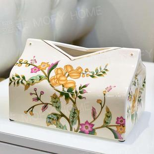 美式 创意陶瓷纸巾盒欧式 餐桌茶几摆件现代客厅抽纸盒家居装 饰品