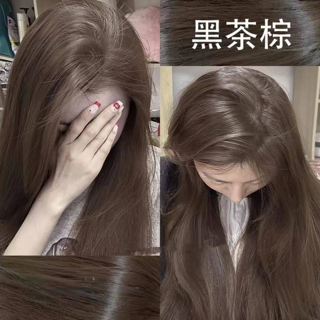 黑茶棕色染发膏2026潮款流行色学生版自己在家染头发剂乌木茶棕色
