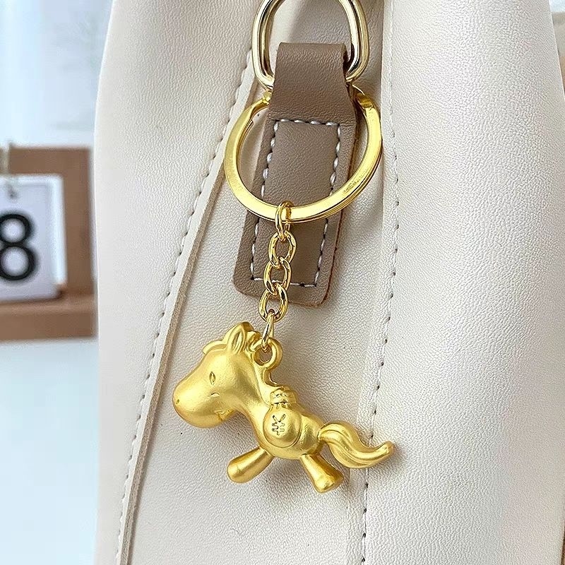 马上有钱钥匙扣挂件可爱卡通金属马钥匙扣挂件感恩创意小礼品