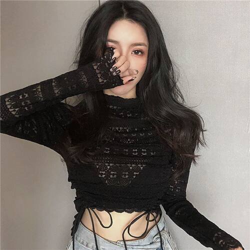 爵士舞甜辣jazz跳舞上衣蕾丝打底衫女内搭长袖独特绝美性感辣妹
