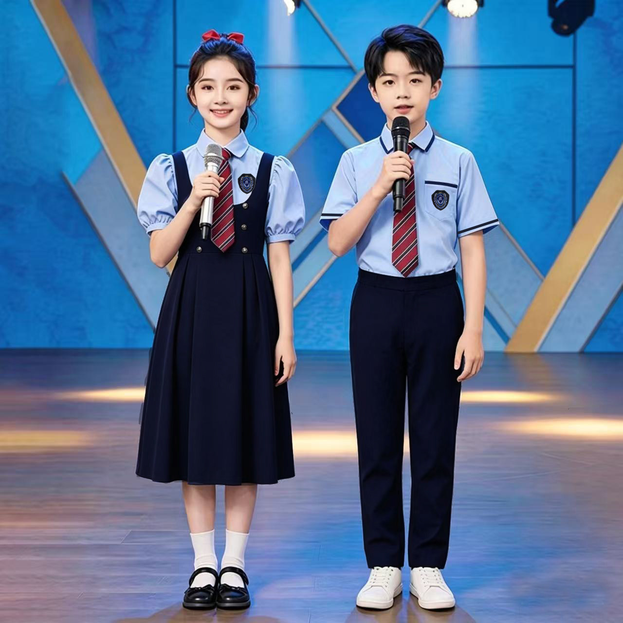 六一儿童演出服男女童合唱朗诵表演套装中小学生校服制服学院风
