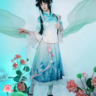 西施cos服诗语江南展古风汉元素改良旗袍套装女动漫游戏服装