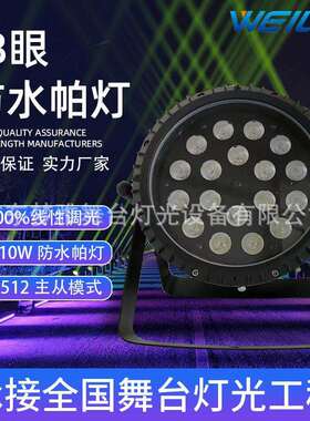 舞台灯光18颗10W全彩RGBWLED户外防水帕灯DMX512染色氛围灯