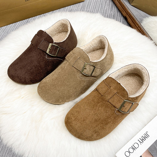 平底全包勃肯鞋女加绒保暖一脚蹬毛毛棉鞋2025新款秋冬博肯豆豆鞋