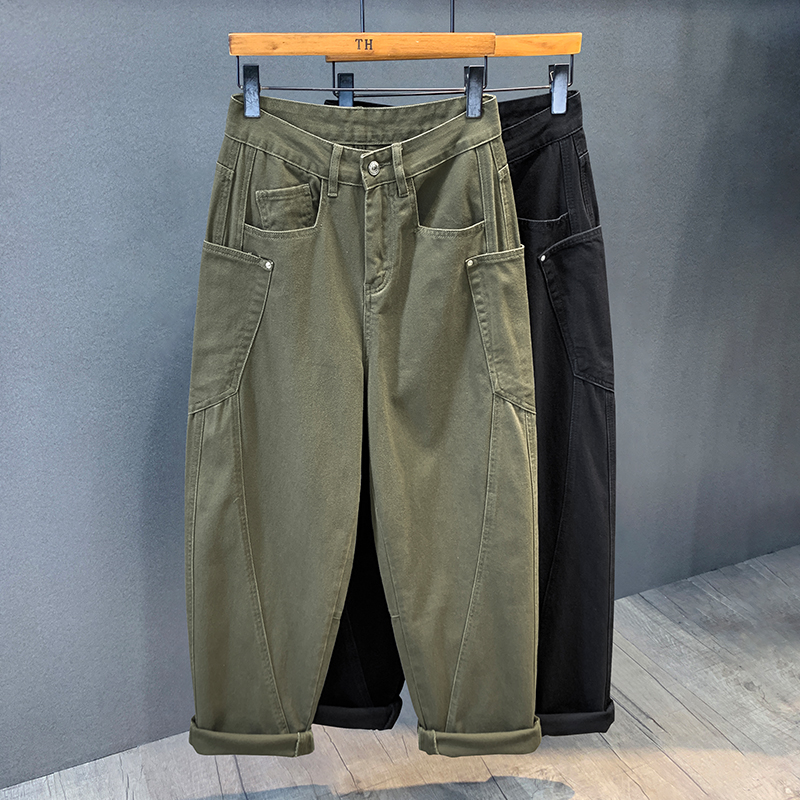 复古军绿色日系工装裤休闲长裤潮