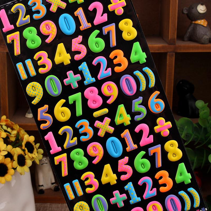 数字字母立体卡通泡泡贴画scrapbook stickers儿童趣味装饰粘贴纸
