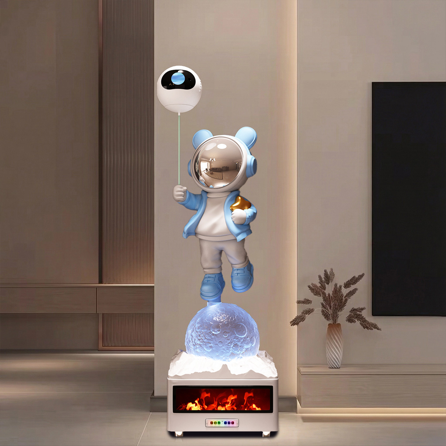 宇航员太空人K歌蓝牙音响沙发电视旁落地摆件火焰球智能家居装饰