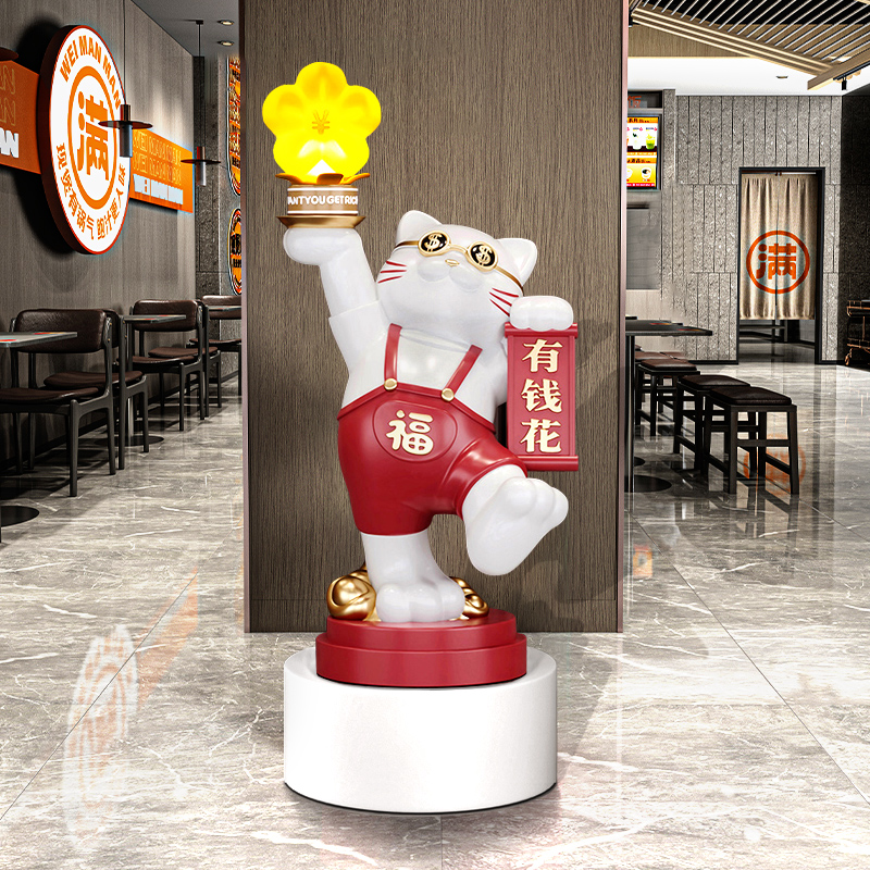 裝飾招財(cái)貓大型擺件工藝品店面門口寓意美好公司前臺(tái)高檔開業(yè)禮物