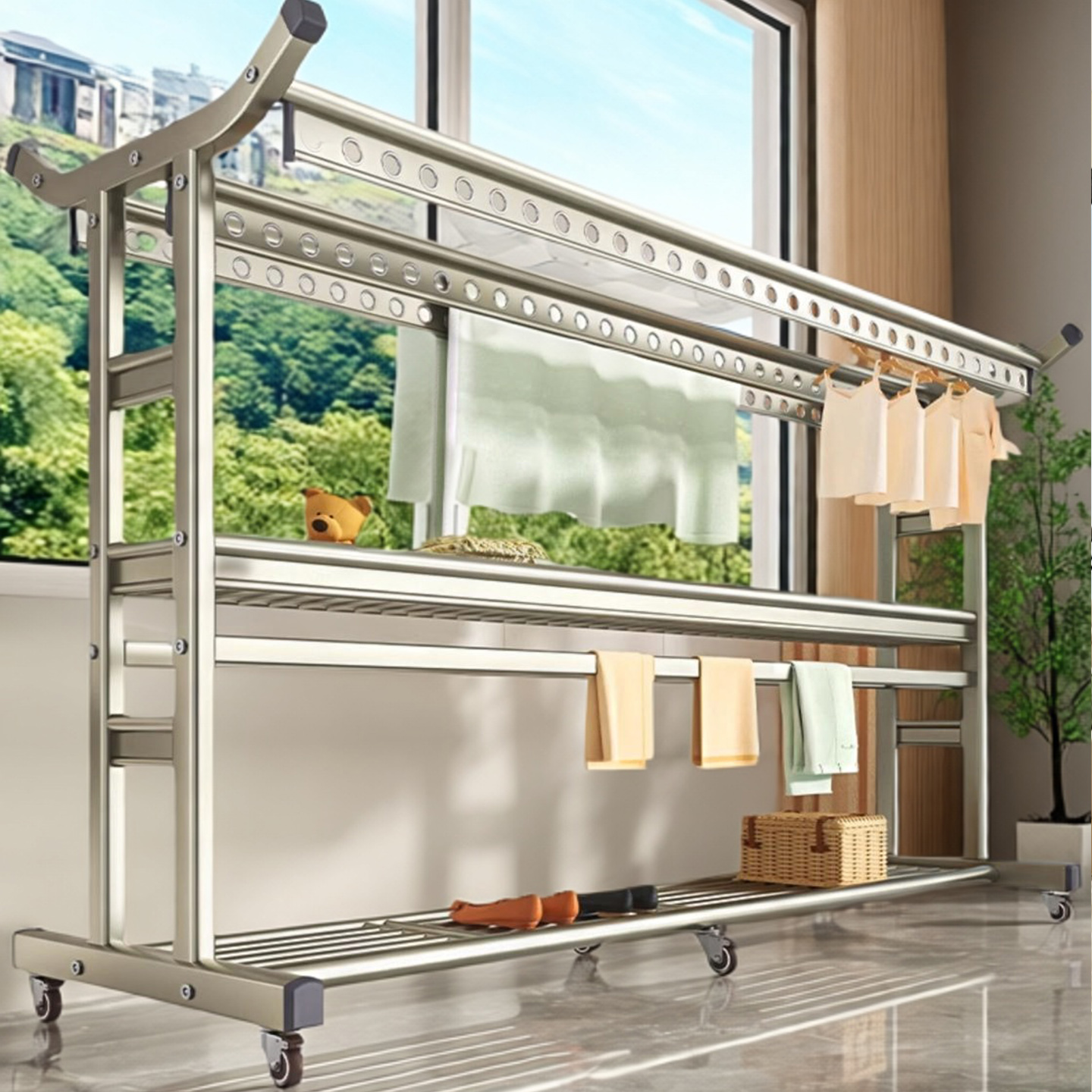 别墅庭院晾衣架落地加粗加厚