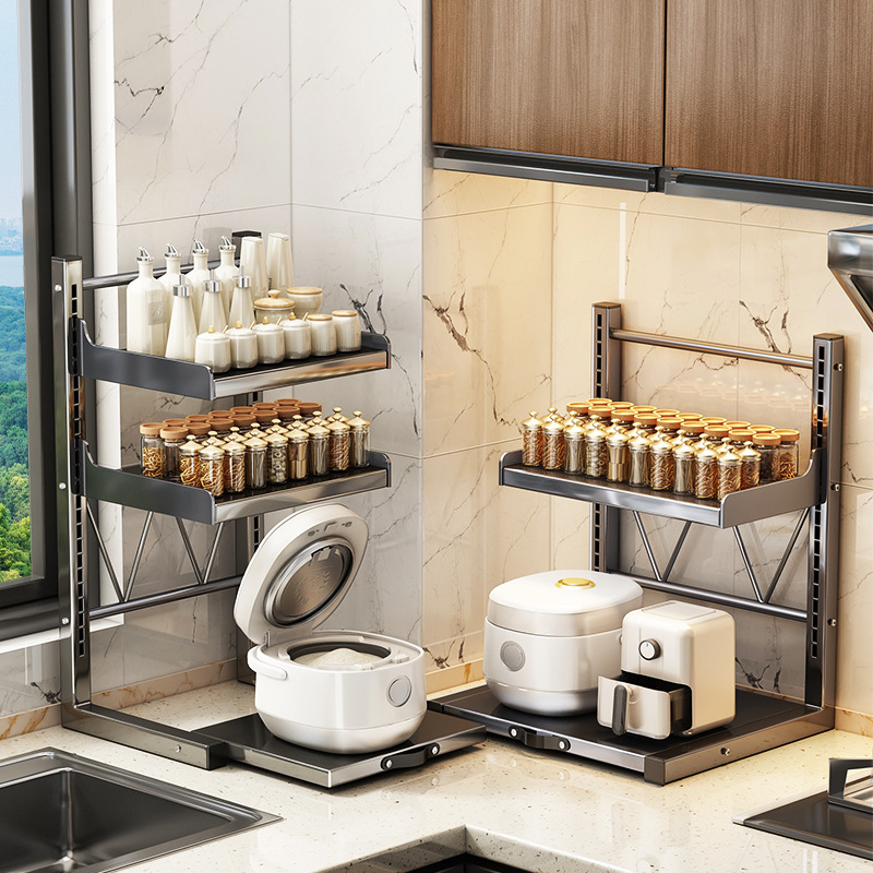 微波炉置物架抽拉式厨房电饭煲架