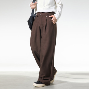 百搭阔腿长裤 老钱风高腰阔腿休闲裤 新款 垂感直筒宽松西裤 OFF