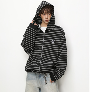 黑白条纹开衫 OFF 新款 2026春季 卫衣慵懒百搭上衣通勤休闲外套