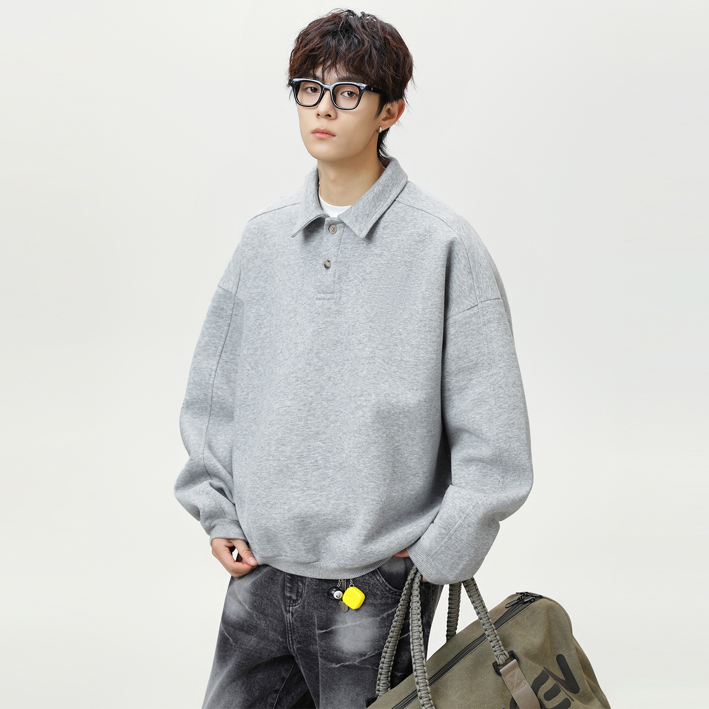 OFF-UP日系长袖POLO衫