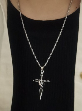 潮牌个性跑环十字架项链男女韩版