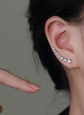 925银闪钻一排耳钉2025新爆款耳