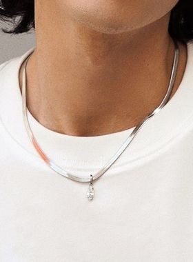 欧美马眼钻刀片锁骨链锆石吊坠项