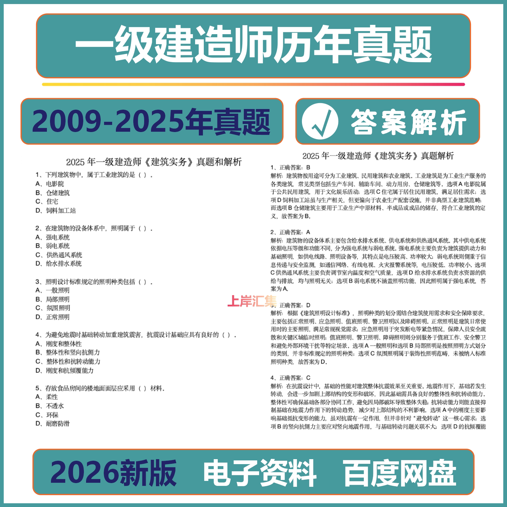 2026备考一级造师历年真题试卷建筑市政机电公路一建历年真题包含解析答案电子资料可打印