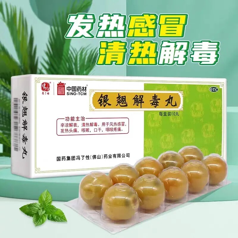 冯了性中国药材银翘解毒丸9克x10丸(大蜜丸)风热感冒发热咳嗽咽痛