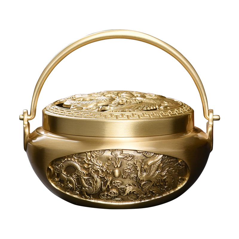 龙凤呈祥暖手炉铜火炉火铳结婚烘缸脚炉国风家用室内香炉旺夫炉