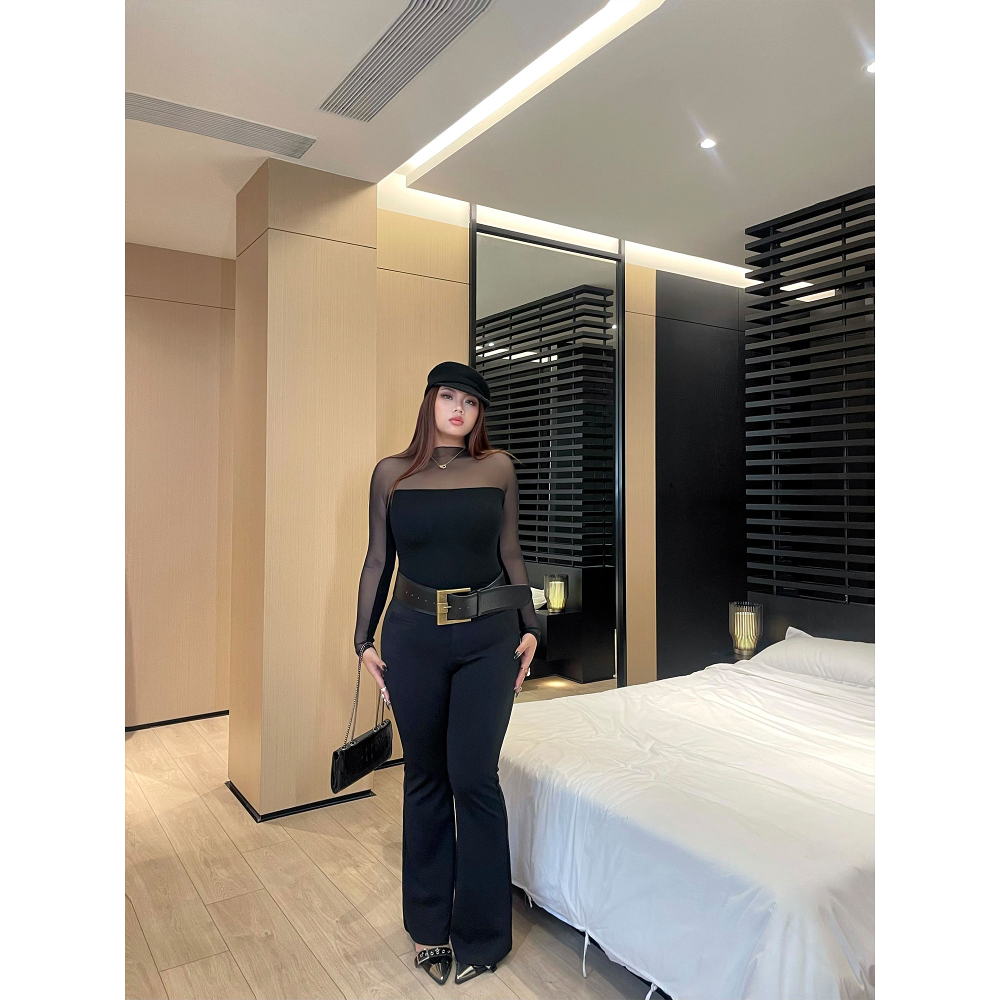 南黑微胖黑色微喇阔腿西装裤女春夏大码百搭胖mm高腰显腿长休闲裤