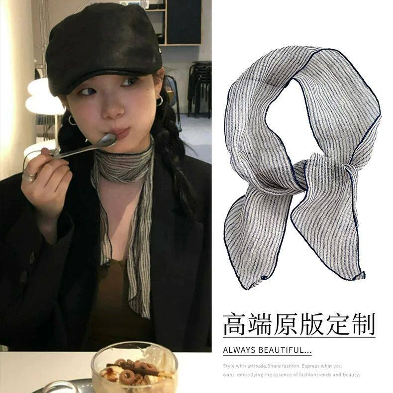 小众领巾薄款丝带护颈围巾配饰
