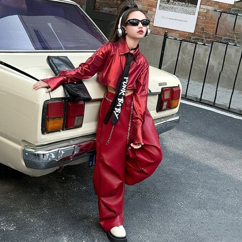 爵士舞服装女童时髦儿童走秀jazz舞蹈少儿潮服街舞套装演出服