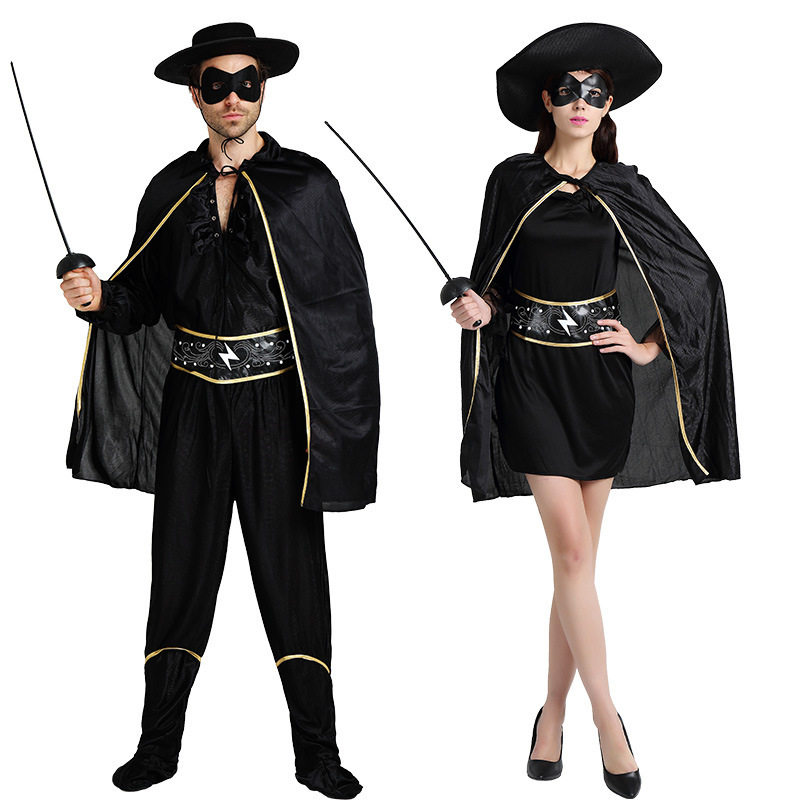 万圣节服装佐罗表演服击剑服装套装成人儿童佐罗套装佐罗亲子装扮