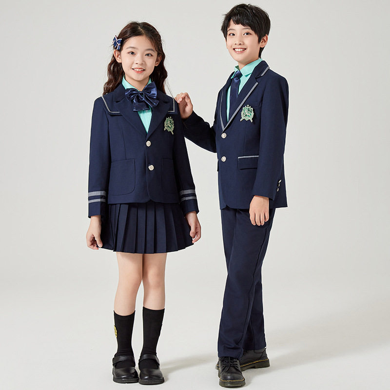 中小学生校服秋幼儿园园服儿童西服礼服套装英伦风班服三件套表演
