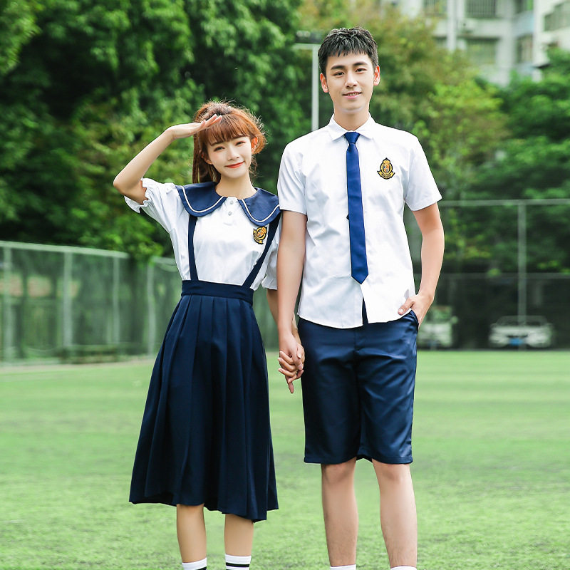 校服班服厂家批发可印字印LOGO 泡泡袖水手服学院风制服套装代发