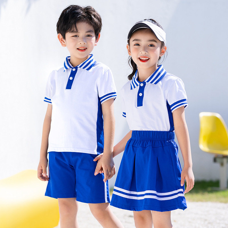 中小学生校服春秋套装幼儿园园服亲子班服新品蓝白色运动服三件套