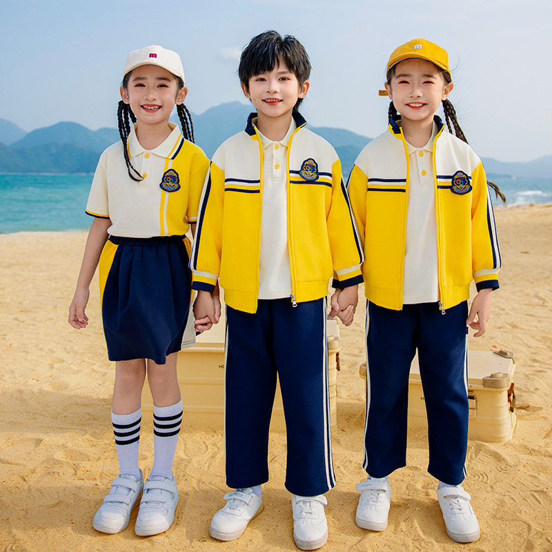 小学生校服套装休闲风短袖儿童班服幼儿园园服秋季三件套毕业照服