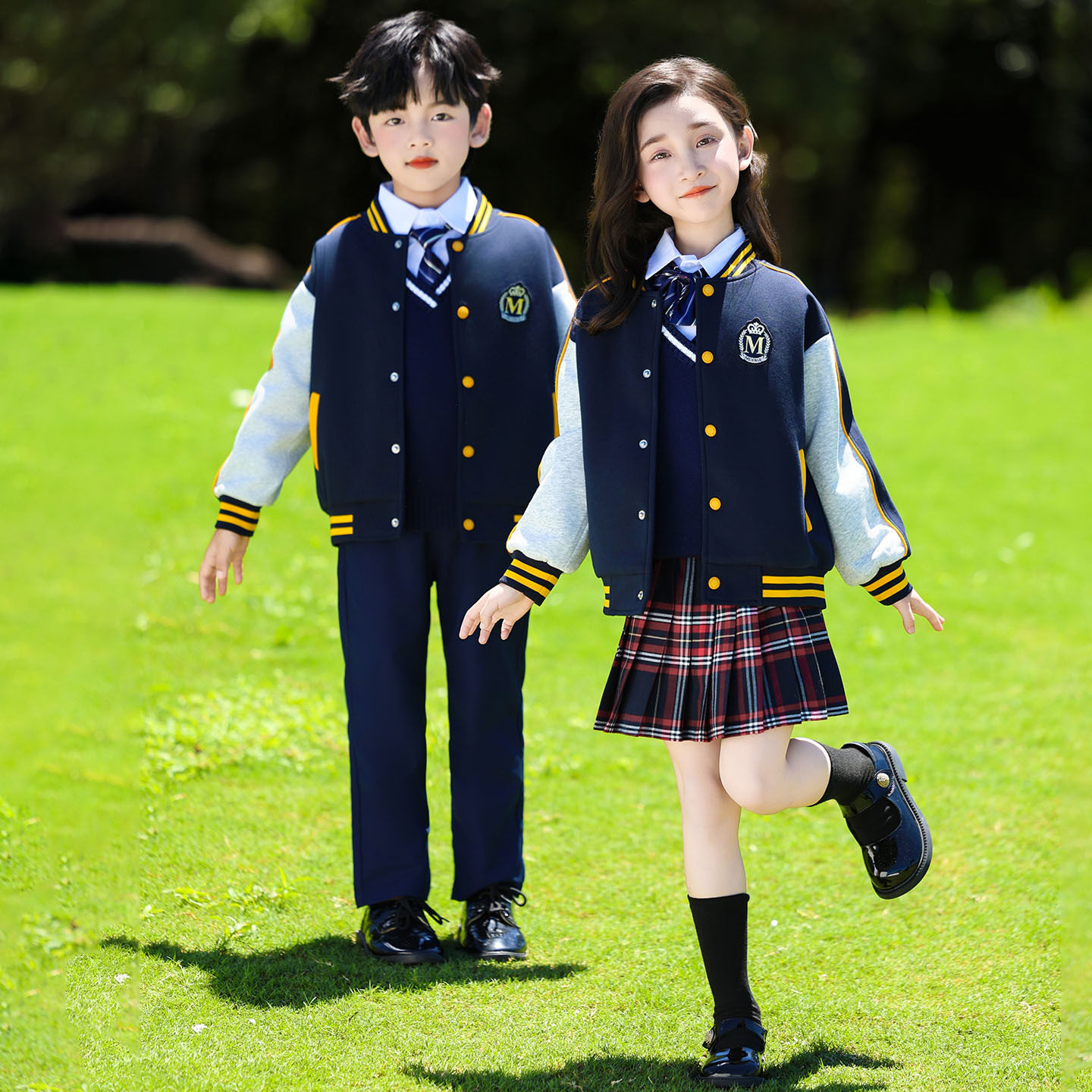 儿童英伦班服夏季短袖套装幼儿园园服中小学生校服春秋动会三件套