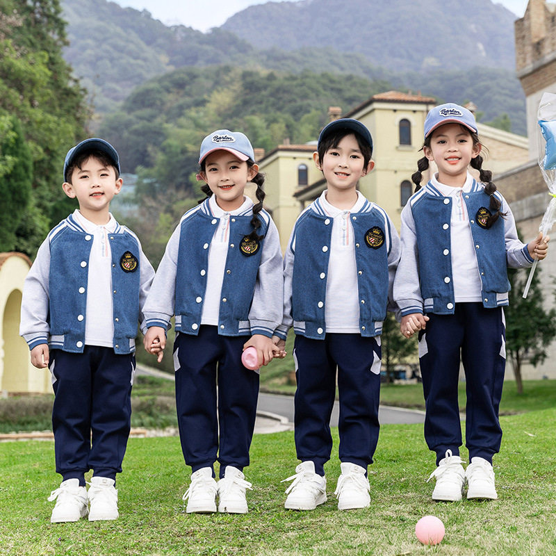 英伦风幼儿园园服春秋装三件套新款儿童棒球服运动班服小学生校服