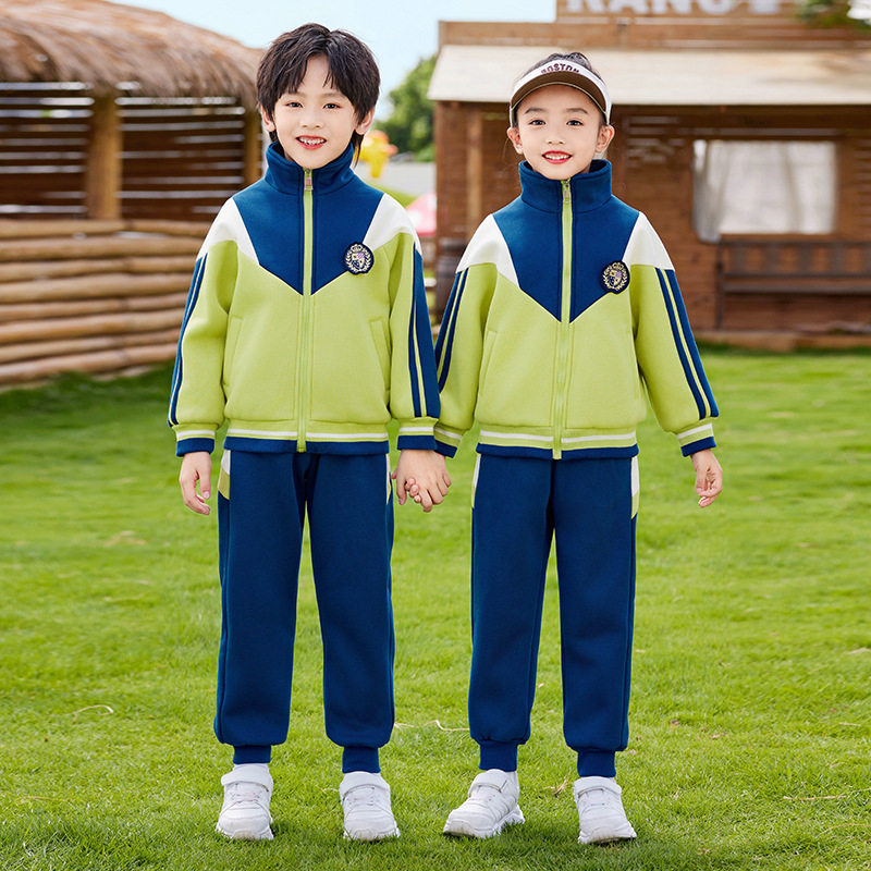 儿童马甲校服小学生加绒冬季运动服套装幼儿园园服加厚卫衣三件套