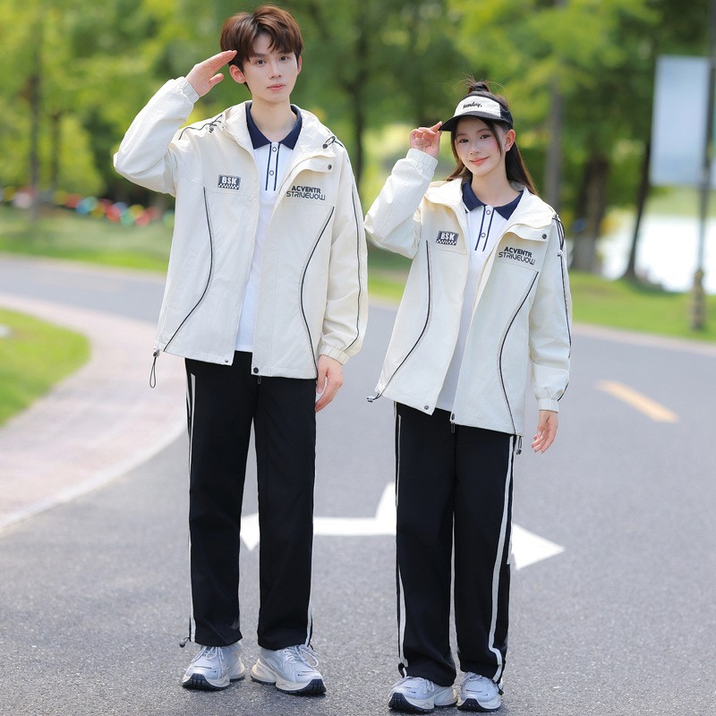 校服三件套套装初中学生校园运动会冲锋衣外套高中班服新款学院风