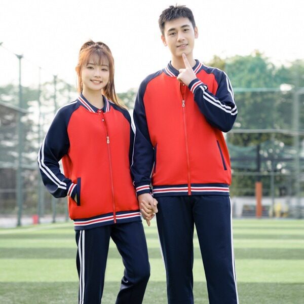 春秋季中学生校服套装初中生班服三件套高中生夏季运动短袖团体服