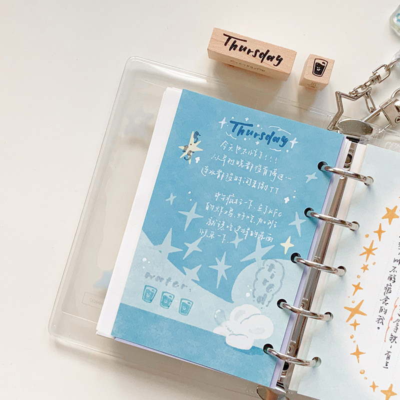 白日几何正品原创兔绵绵系列星星主题便签M5内页A7活页打孔A6活页内页便签本打孔手帐笔记本活页可拆卸便签