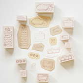 白日几何正品 兔绵绵系列木头印章烘焙教室单枚套组手帐记录可爱原创多款 可选印章可爱小动物木质diy印章素材