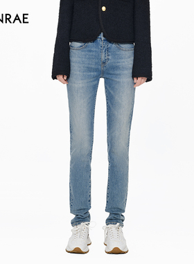 ERINRAE丨浅蓝色复古女士牛仔裤显瘦小脚裤长裤EG3N2421CO