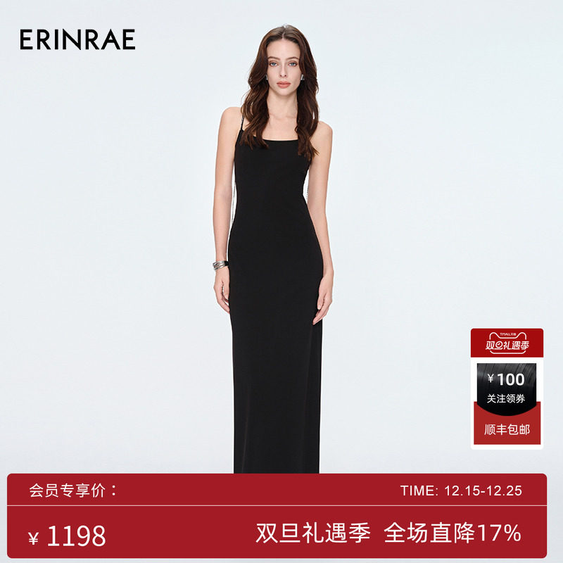 黑色镶钻小黑裙长款礼服