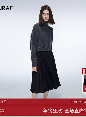 ERINRAE丨秋季高领针织衫上衣中长裙气质优雅连衣裙EF3T1255PL20