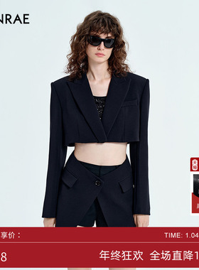 ERINRAE丨黑色截断式露腰时尚潮流西装外套EG341059PL20