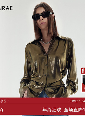ERINRAE丨金色复古时尚小众衬衣单排扣衬衫上衣EF214212PL68
