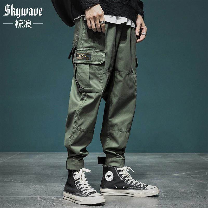 美式机能工装裤男宽松大码束脚运动裤加绒百搭加肥加大休闲裤子潮