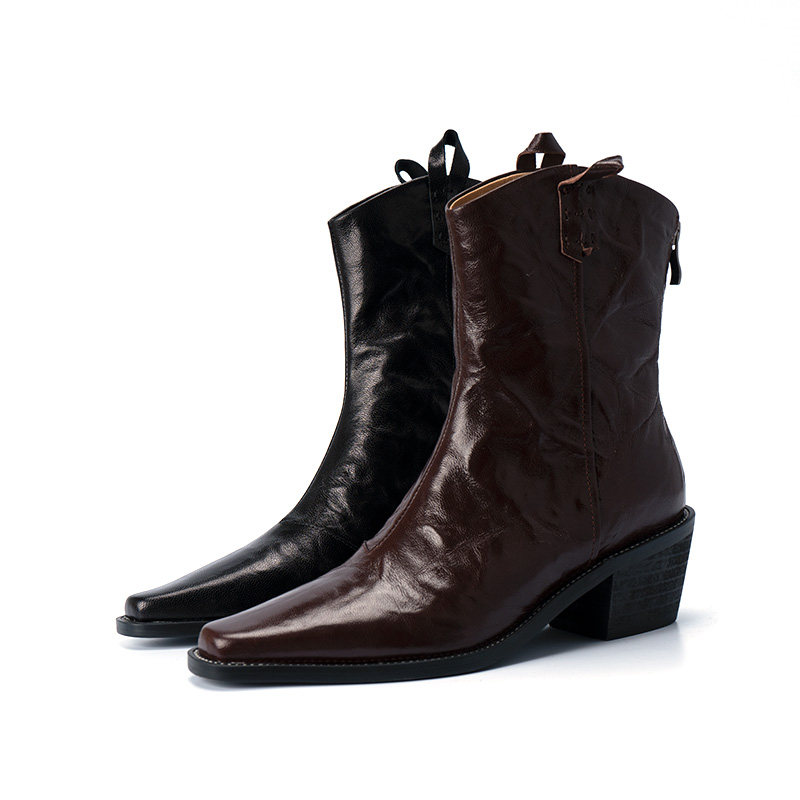 【大愿专享】抓胎羊皮中简烟筒靴31217