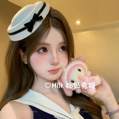 奶兔姬*乖巧小姐/ 日系黑白小礼帽英伦海军风水手帽子jk少女配饰