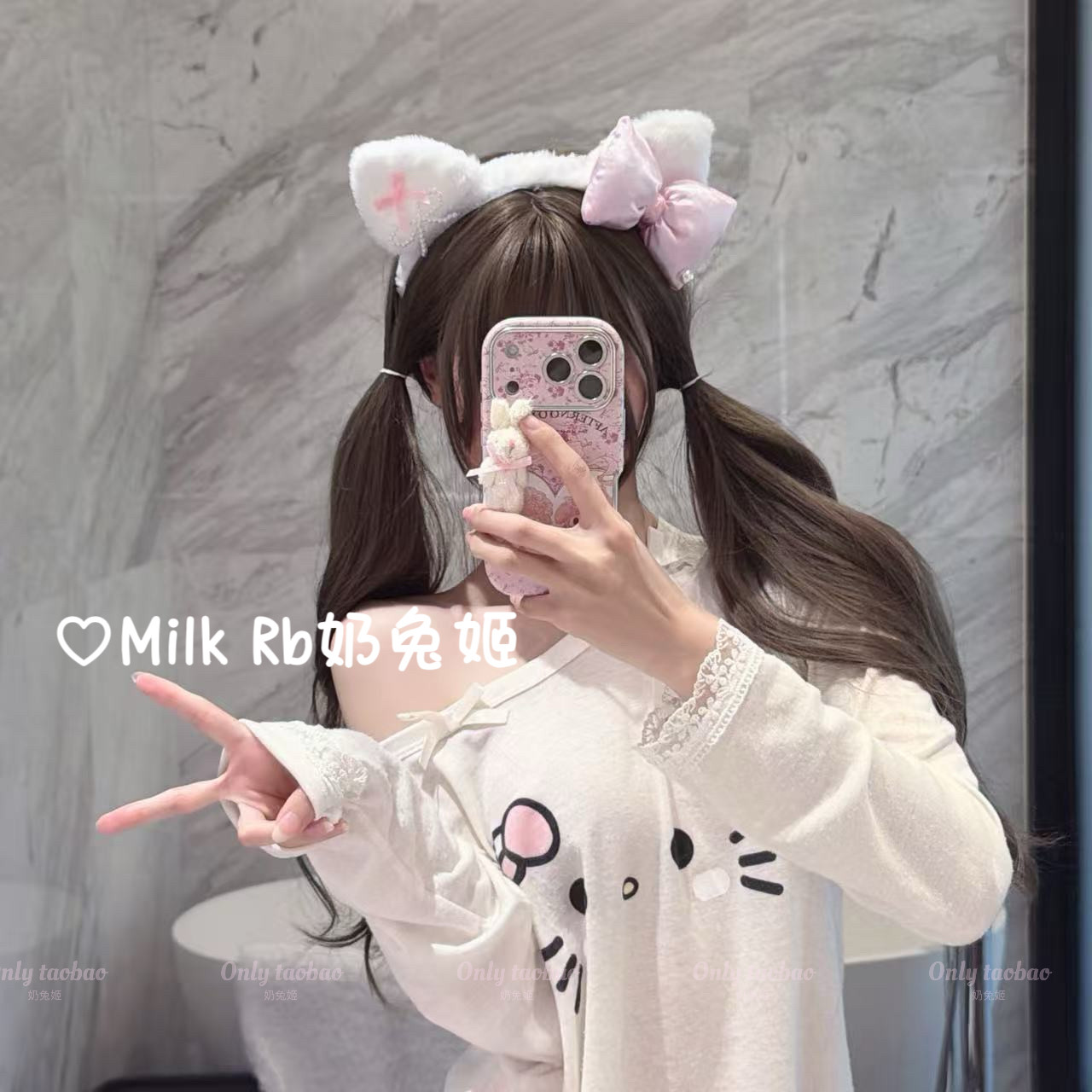 奶兔姬*甜心奶喵/ 可爱kT发箍公主风超萌洗脸拍照利器蝴蝶结头饰