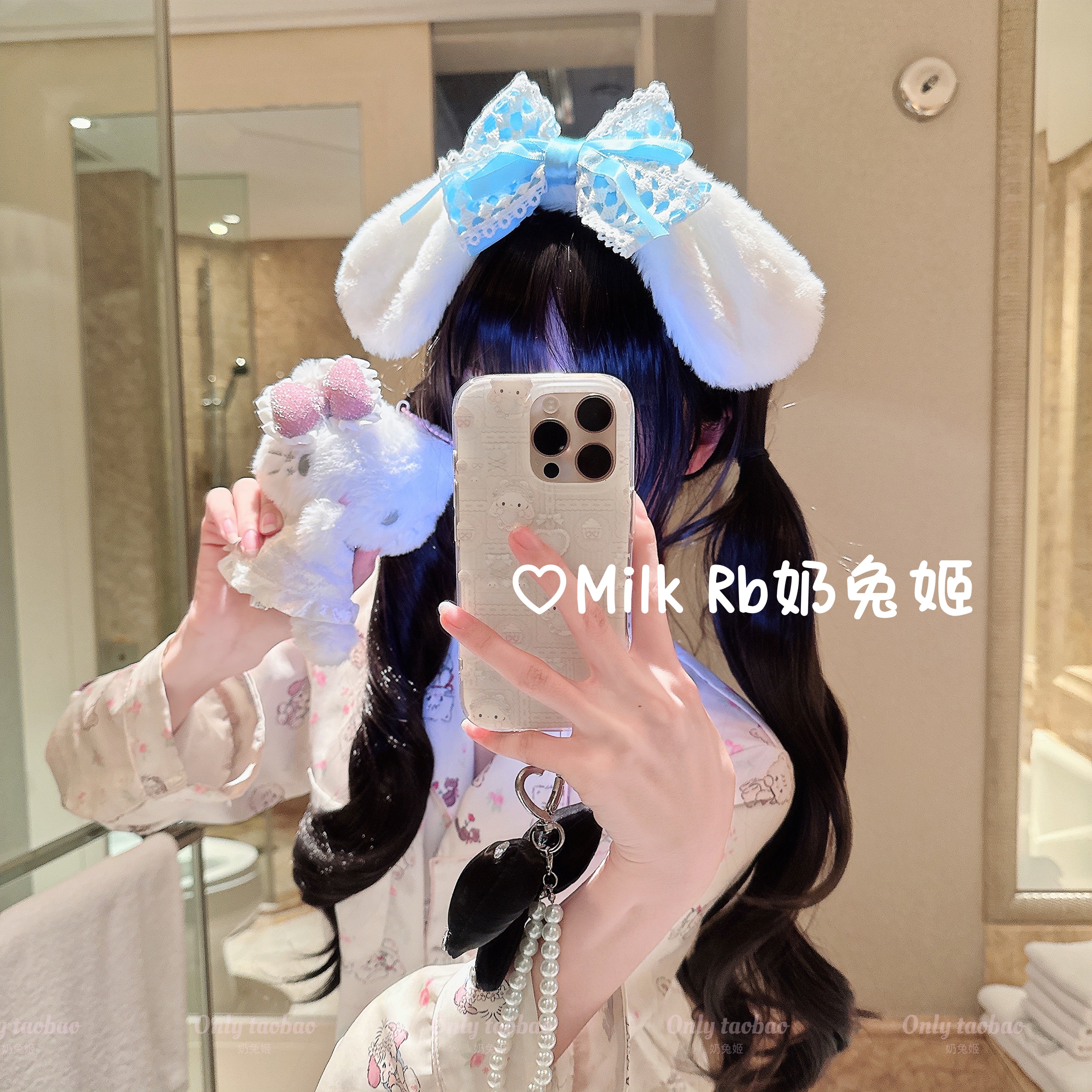 奶兔姬*萌萌大耳/ 可爱玉桂狗头饰蝴蝶结KC发箍Melody少女Lolita