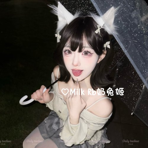 奶兔姬*纯系小猫/ 手作白粉猫耳超萌发饰可爱兽耳Lolita女仆发箍