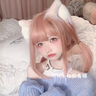 奶兔姬*纯爱小猫/ 粉白猫耳cos漫展二次元Lolita猫娘手作兽耳发夹